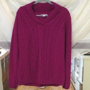 Coldwater Creek Magenta Cowl Neck Sweater